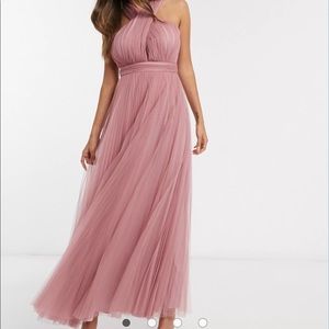 ASOS halter cross over front tulle maxi dress